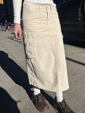 John Galt / Brandy Melville Cream Cargo Midi Skirt